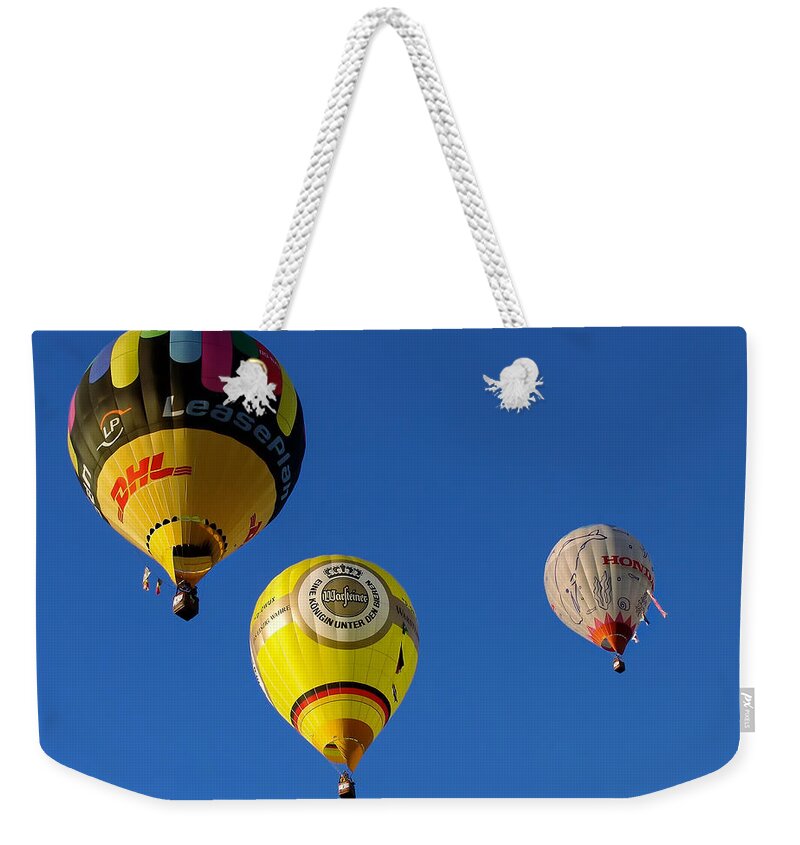 Balloon Weekender Tote Bag featuring the photograph 3 Hot Air Balloon by John Swartz