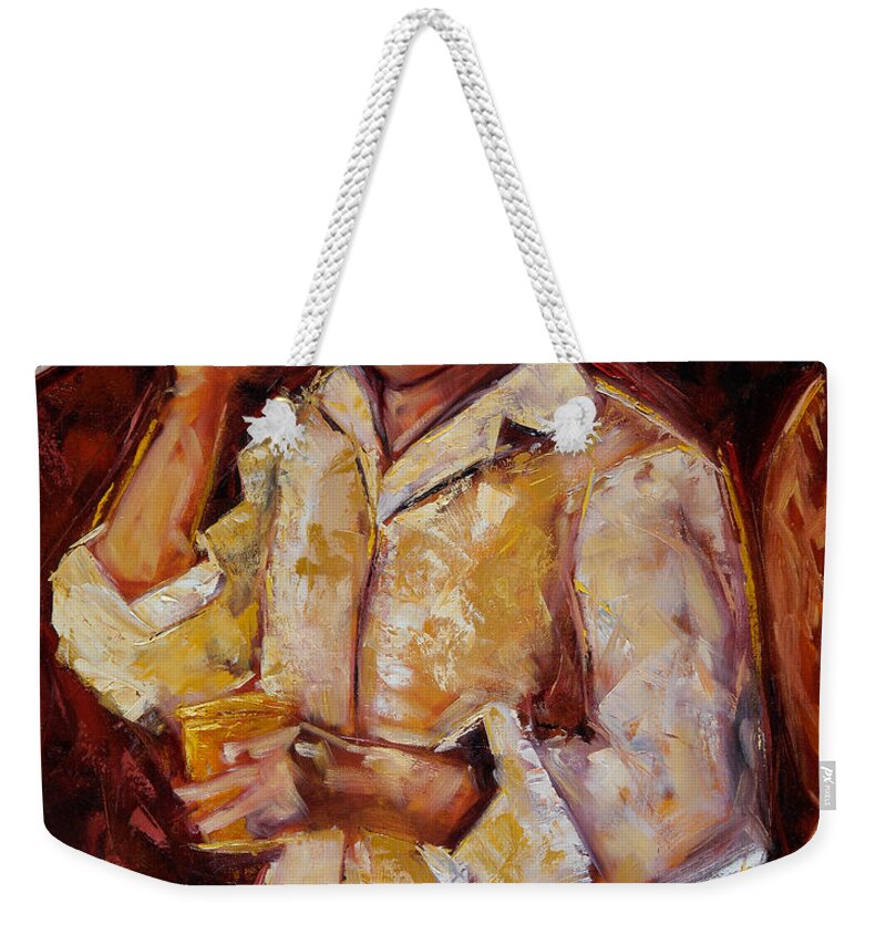 Jibaro Weekender Tote Bag featuring the painting Jibaro de la costa by Oscar Ortiz