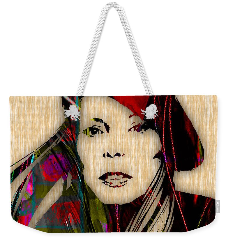 Joni Mitchell Weekender Tote Bag featuring the mixed media Joni Mitchell Collection #3 by Marvin Blaine