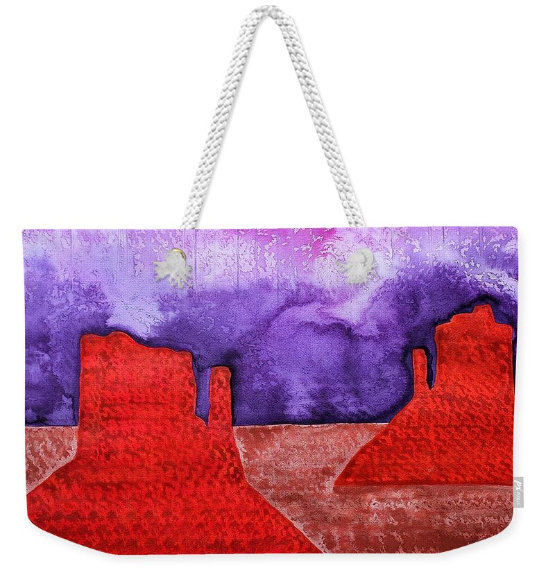 Painting Weekender Tote Bag featuring the painting Monument Valley original painting #3 by Sol Luckman