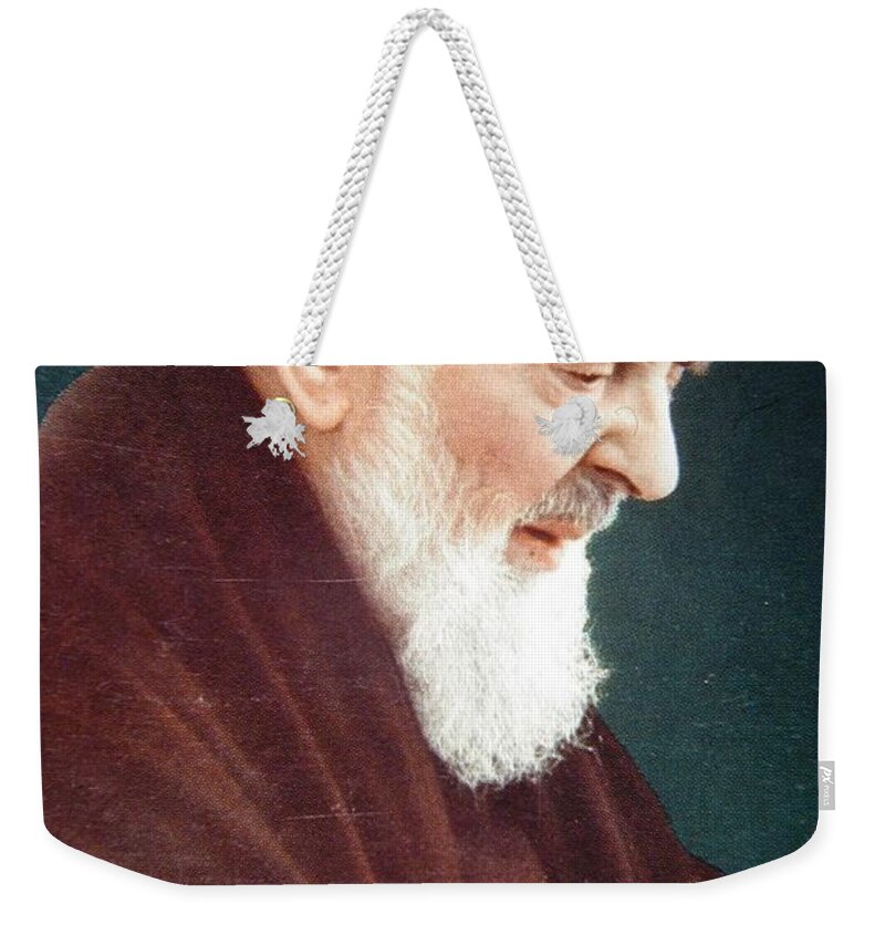 Prayer Weekender Tote Bag featuring the photograph Padre Pio #3 by Archangelus Gallery