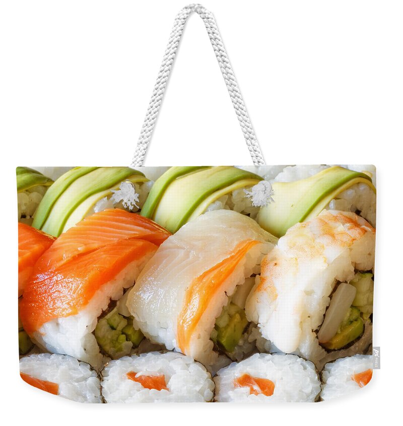 Appetizer Weekender Tote Bag featuring the photograph Sushi by Peter Lakomy
