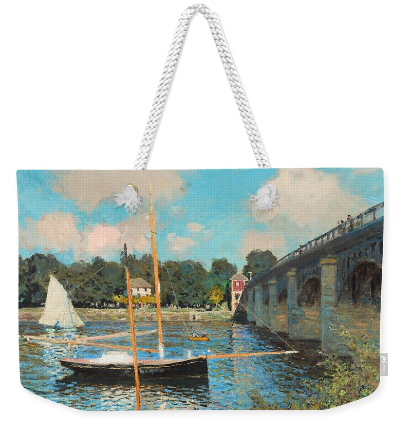 Claude Monet Weekender Tote Bag featuring the painting The Bridge At Argenteuil #3 by Claude Monet