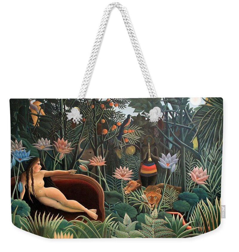 Henri Rousseau Weekender Tote Bag featuring the painting The Dream by Henri Rousseau