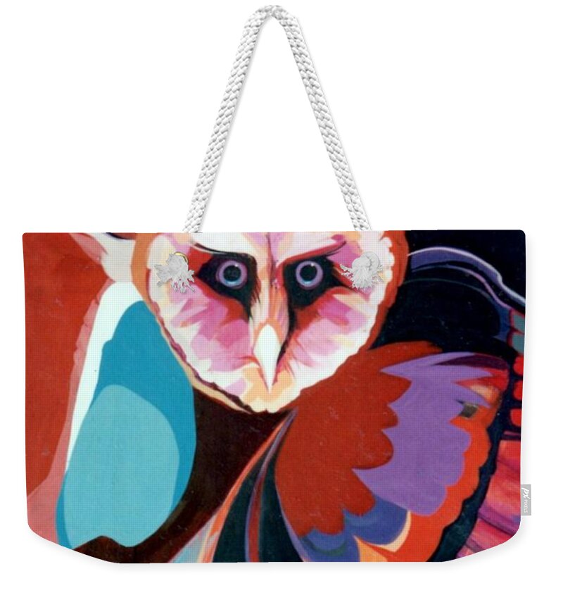 Hoot Owl Weekender Tote Bag featuring the painting What a Hoot by Marlene Burns