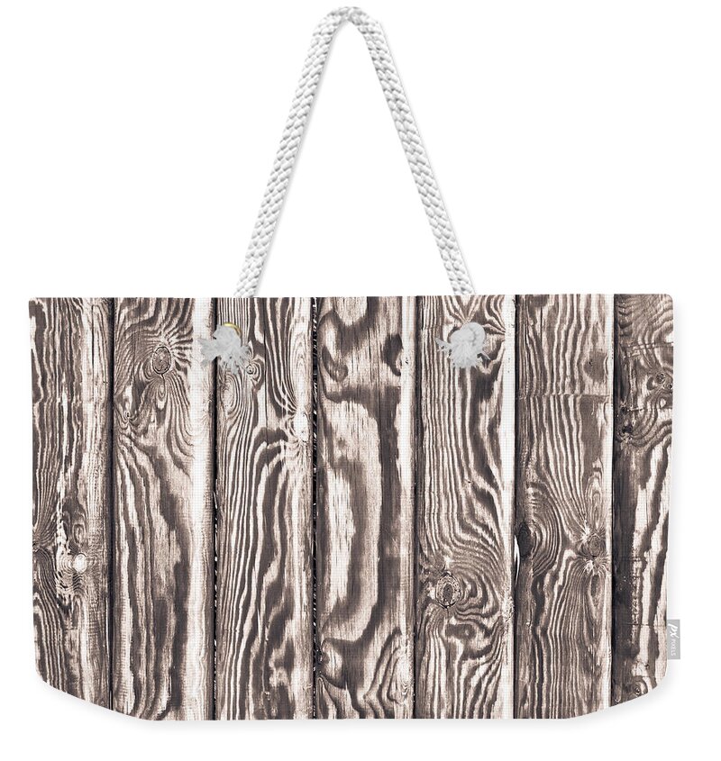Abstract Weekender Tote Bag featuring the photograph Wooden background #3 by Tom Gowanlock