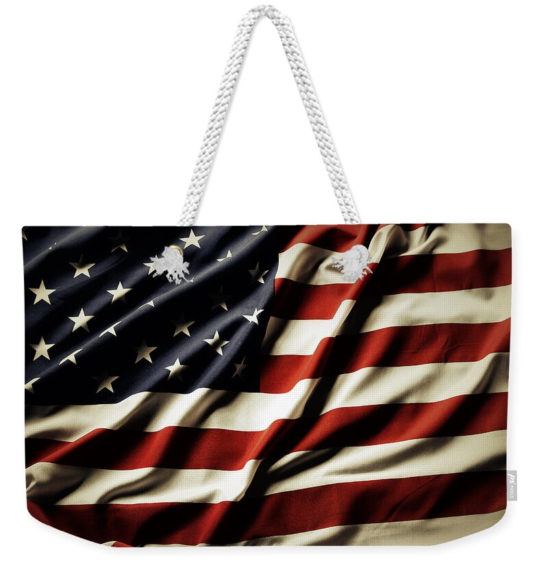 Flag Weekender Tote Bag featuring the photograph American flag 61 by Les Cunliffe