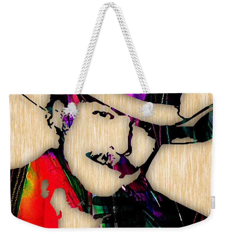 Alan Jackson Weekender Tote Bag featuring the mixed media Alan Jackson Collection #4 by Marvin Blaine