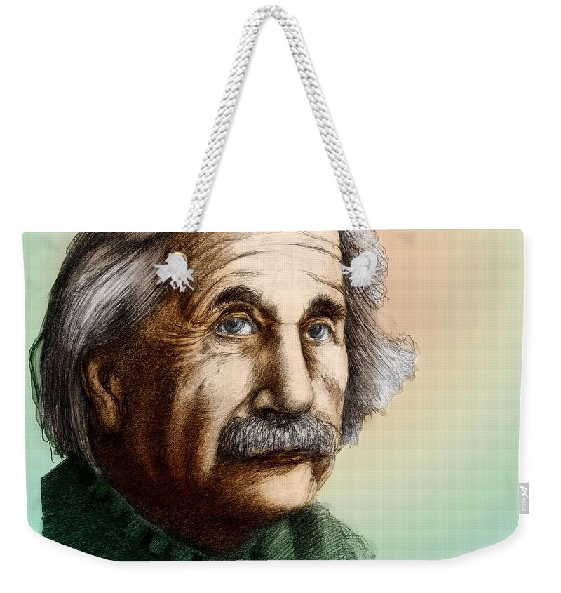 Science Weekender Tote Bag featuring the photograph Albert Einstein, German-american by Spencer Sutton