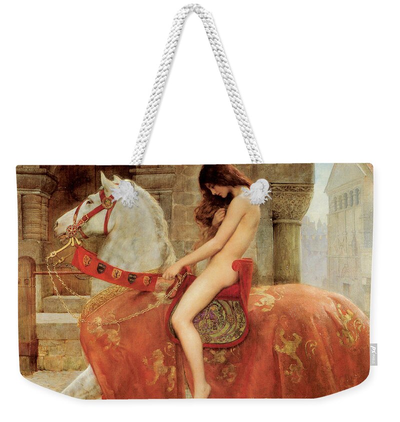 Lady Godiva Weekender Tote Bag featuring the painting Lady Godiva by John Collier