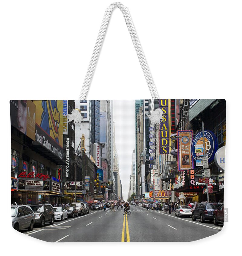 New York Weekender Tote Bag featuring the photograph 42nd Street - New York by Jatin Thakkar
