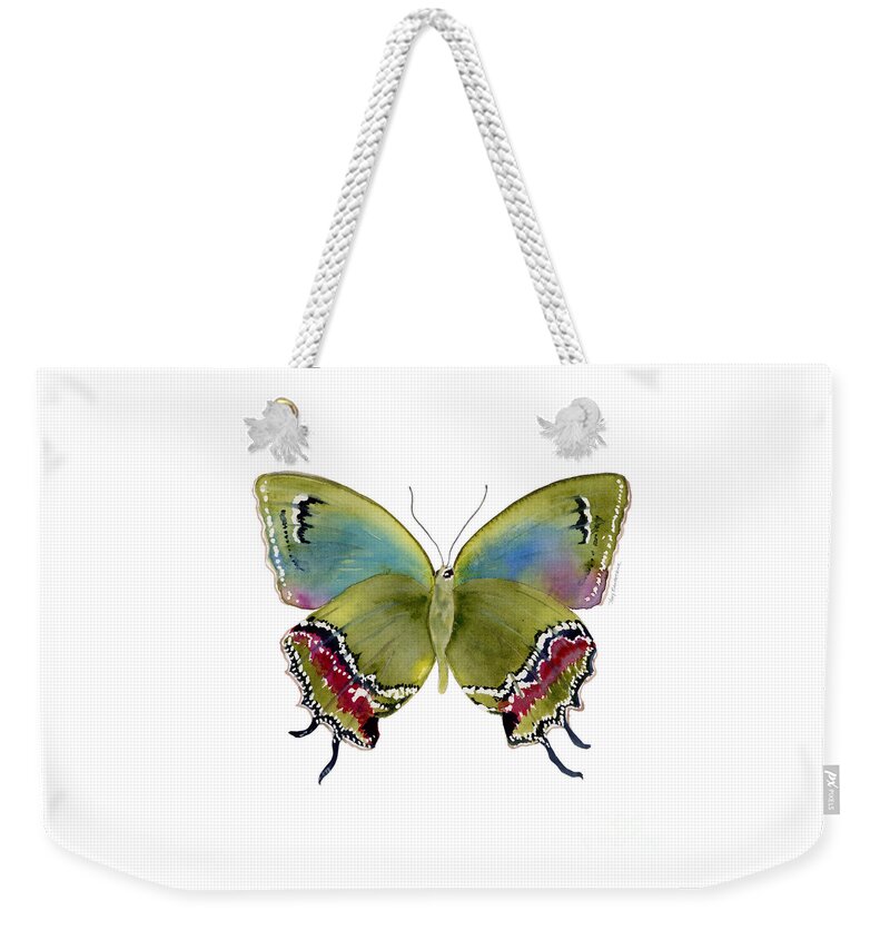 Evenus Weekender Tote Bag featuring the painting 46 Evenus Teresina Butterfly by Amy Kirkpatrick