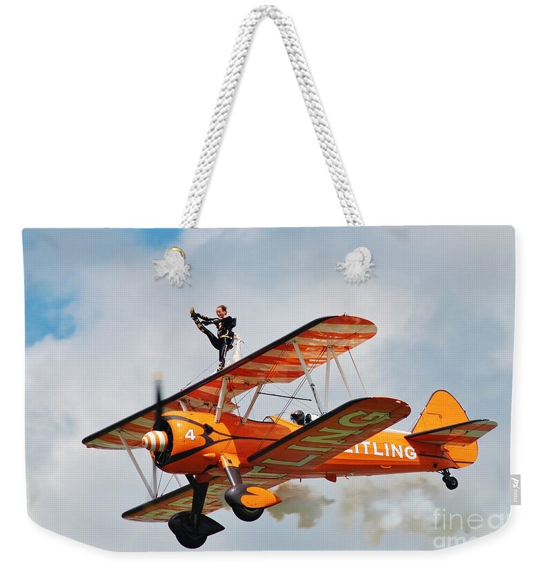 Breitling Weekender Tote Bag featuring the photograph Breitling Wingwalkers team #5 by David Fowler