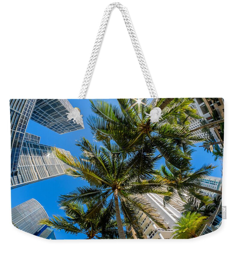 Architecture Weekender Tote Bag featuring the photograph Downtown Miami Brickell Fisheye #5 by Raul Rodriguez