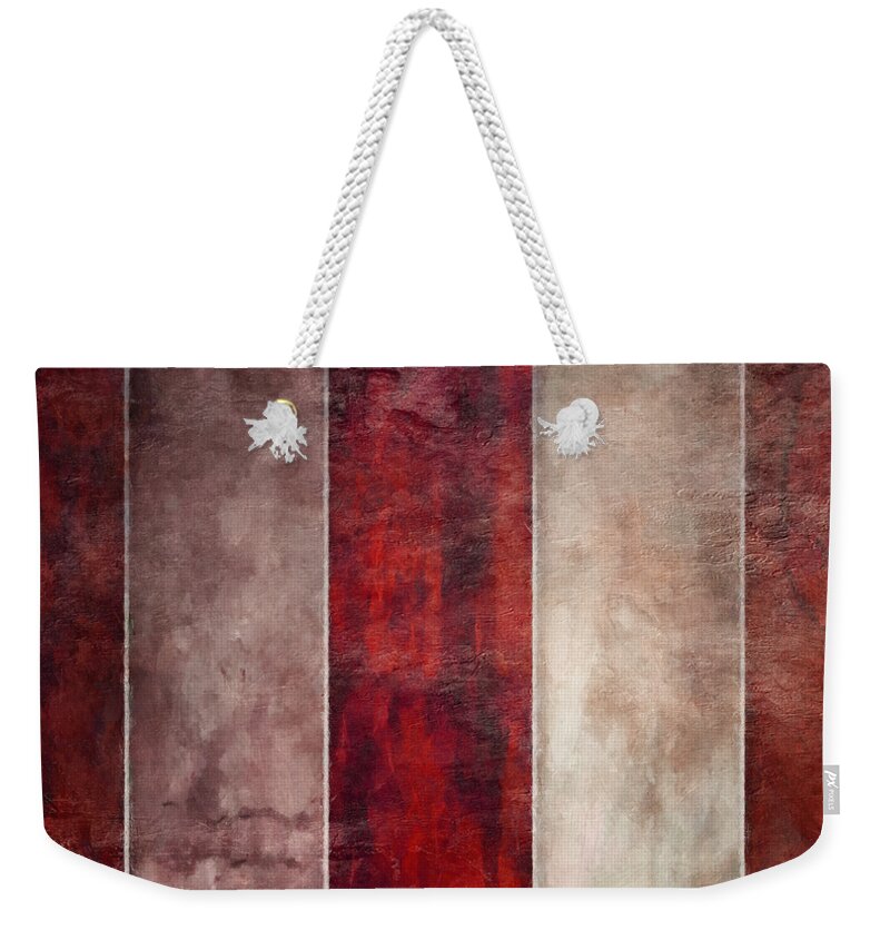Abstract Weekender Tote Bag featuring the mixed media 5 Fire by Angelina Tamez