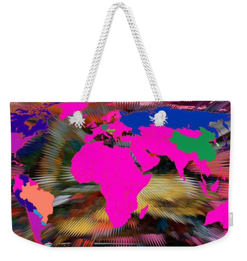 Augusta Stylianou Weekender Tote Bag featuring the digital art World Map and Human Life #1 by Augusta Stylianou