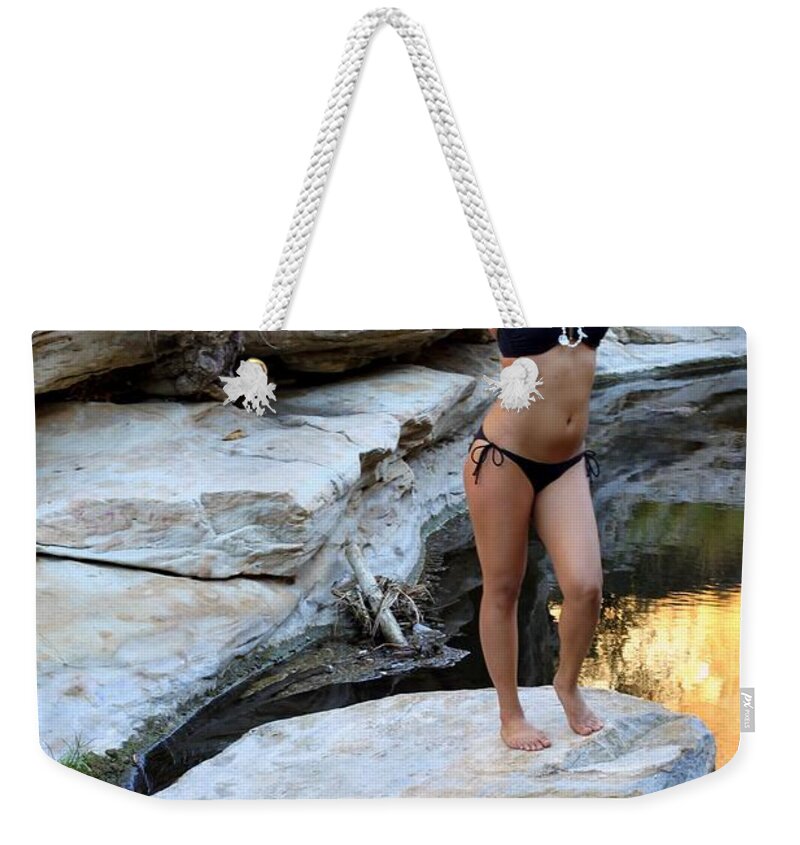 Bikini Weekender Tote Bag featuring the photograph Young Hispanic Woman #5 by Henrik Lehnerer