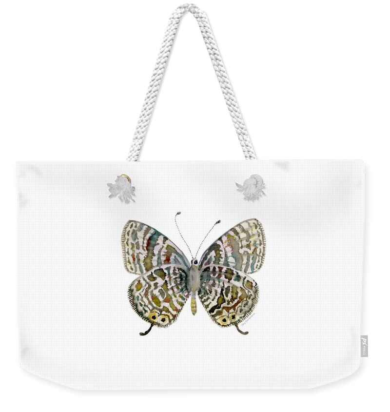 Lang Weekender Tote Bag featuring the painting 51 Lang's Short-tailed Blue Butterfly by Amy Kirkpatrick