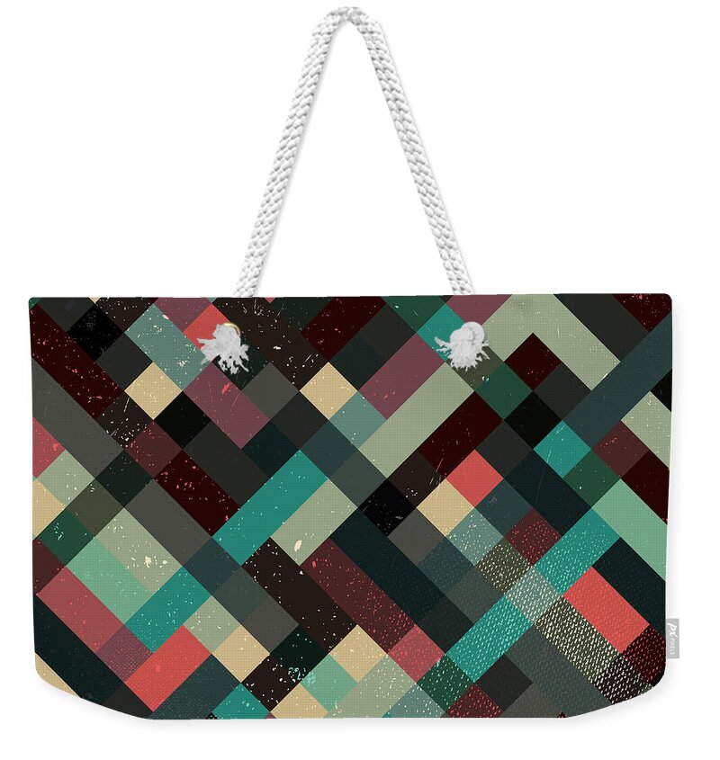 Abstract Weekender Tote Bag featuring the digital art Pixel Art #53 by Mike Taylor
