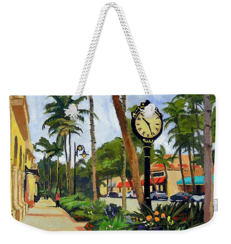 Christine Hopkins Weekender Tote Bag featuring the painting 5th Avenue Naples Florida by Christine Hopkins