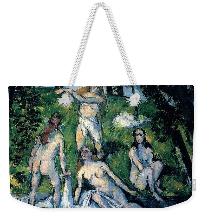 1877-1878 Weekender Tote Bag featuring the painting Bathers #6 by Paul Cezanne
