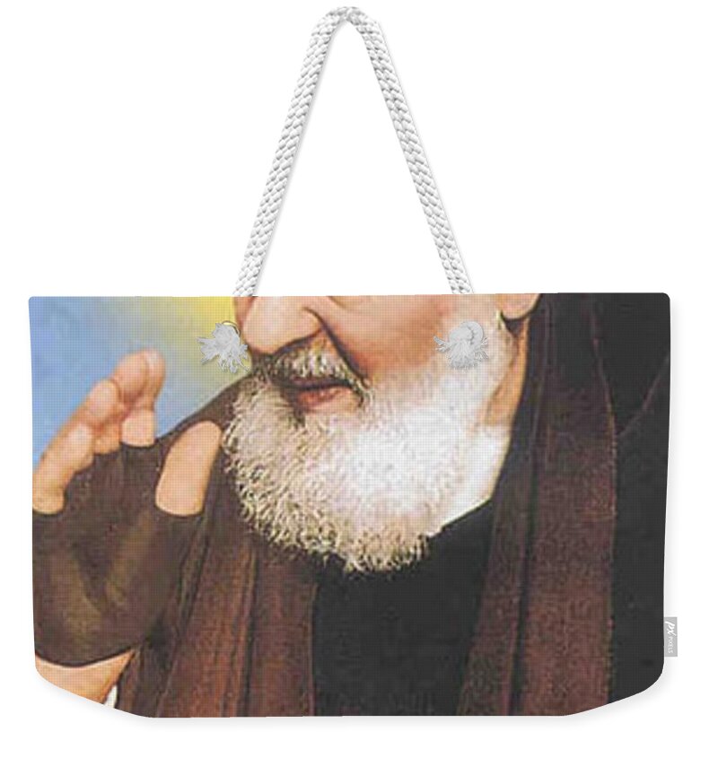 Prayer Weekender Tote Bag featuring the photograph Padre Pio #6 by Archangelus Gallery