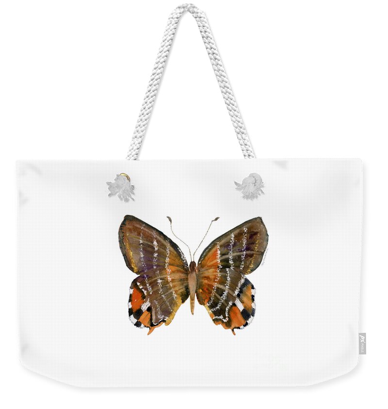 Euselasia Butterfly Weekender Tote Bag featuring the painting 60 Euselasia Butterfly by Amy Kirkpatrick