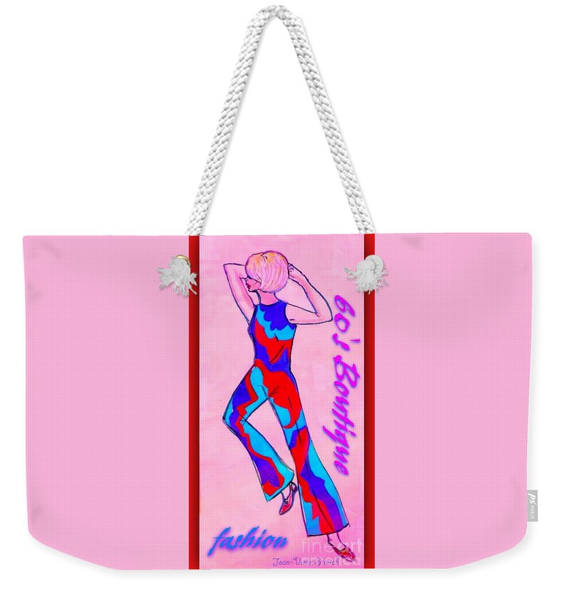 1960's Fashion Weekender Tote Bag featuring the painting 60's Boutique by Joan-Violet Stretch