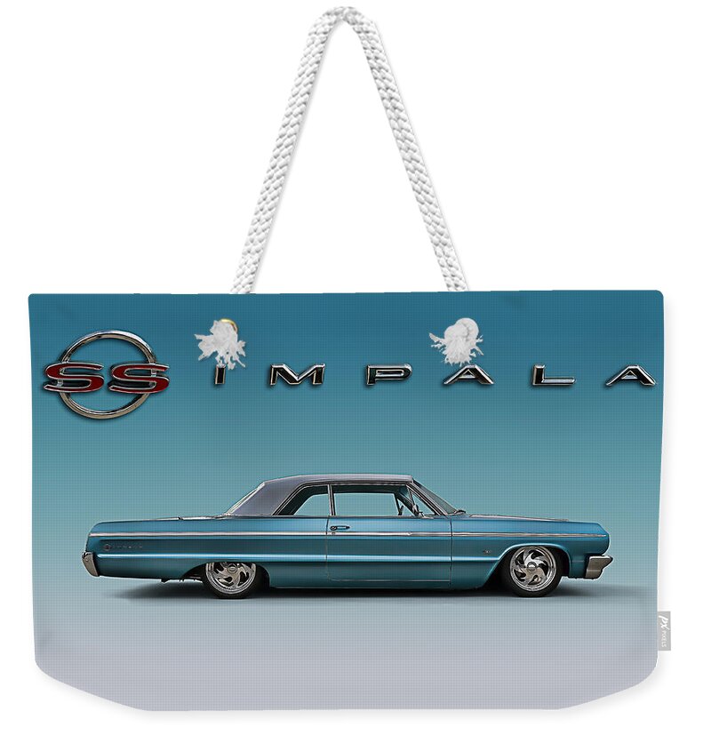Impala Weekender Tote Bag featuring the digital art '64 Impala SS by Douglas Pittman