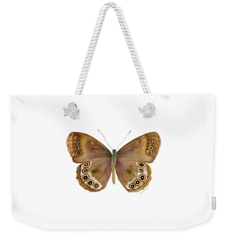 Woodland Brown Butterfly Weekender Tote Bag featuring the painting 64 Woodland Brown Butterfly by Amy Kirkpatrick