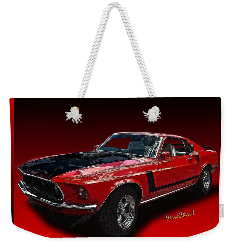 69 Mustang Mach 1 Weekender Tote Bag featuring the photograph 69 Mustang Mach 1 by Chas Sinklier