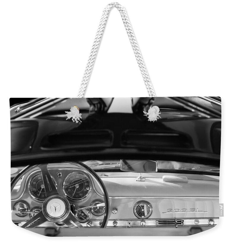 1955 Mercedes-benz Gullwing Dashboard Steering Wheel Weekender Tote Bag featuring the photograph 1955 Mercedes-Benz Gullwing Dashboard - Steering Wheel #7 by Jill Reger