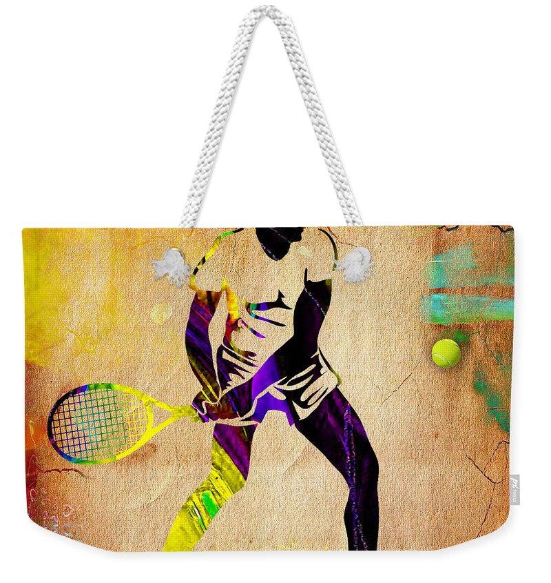 Tennis Weekender Tote Bag featuring the mixed media Mens Tennis #7 by Marvin Blaine