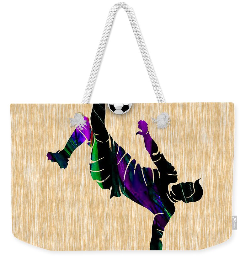 Soccer Weekender Tote Bag featuring the mixed media Soccer #7 by Marvin Blaine