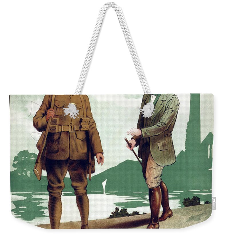 1915 Weekender Tote Bag featuring the painting Wwi Poster, 1915 #7 by Granger