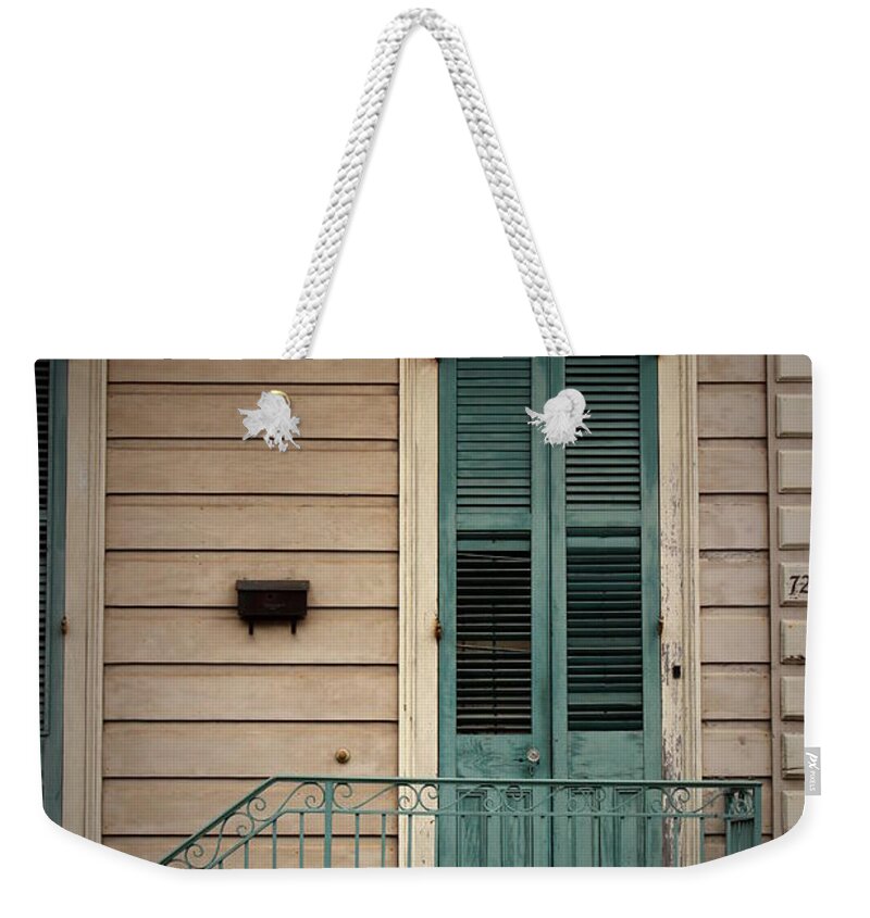 French Quarter Weekender Tote Bag featuring the photograph Stoop - French Quarter by Beth Vincent
