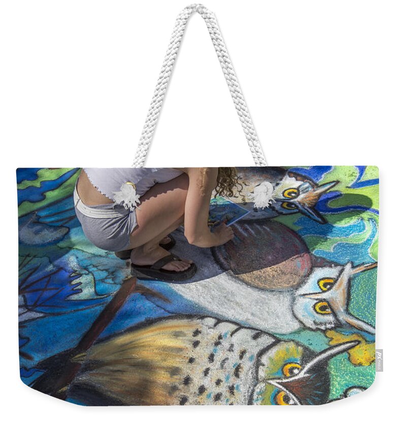 Florida Weekender Tote Bag featuring the photograph Lake Worth Street Painting Festival #8 by Debra and Dave Vanderlaan