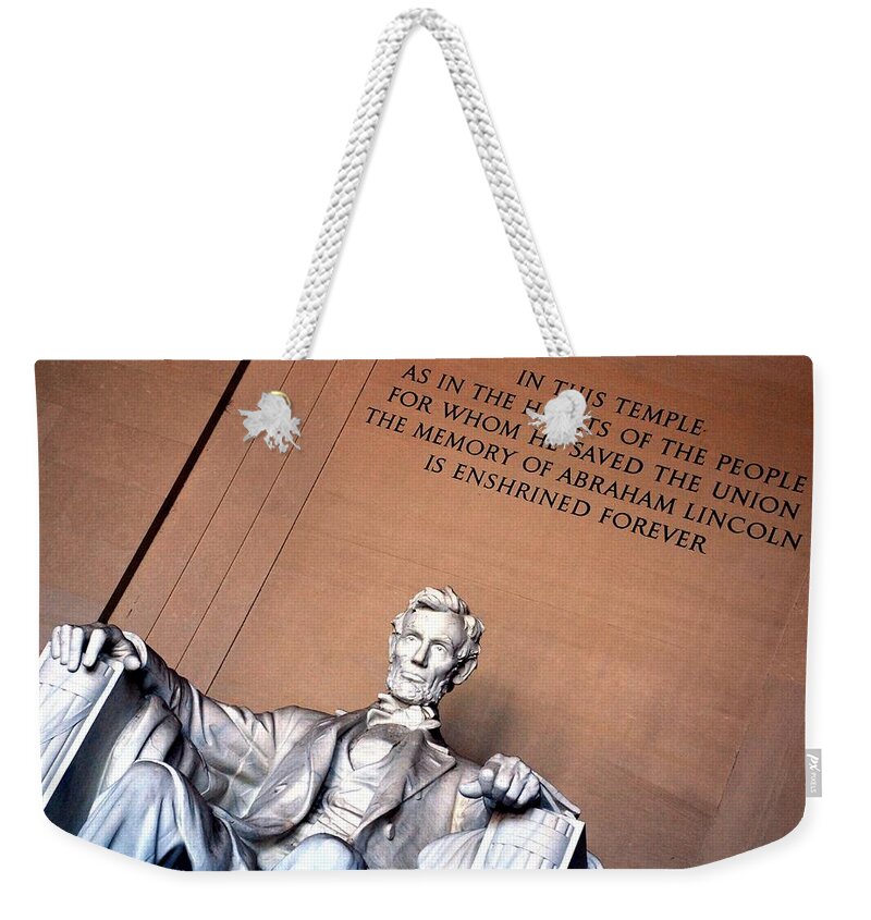Washington Weekender Tote Bag featuring the photograph Lincoln Memorial #8 by Kenny Glover