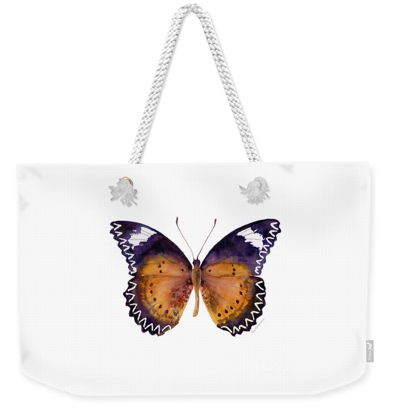 Cethosia Cyane Butterfly Weekender Tote Bag featuring the painting 87 Cethosia Cyane Butterfly by Amy Kirkpatrick