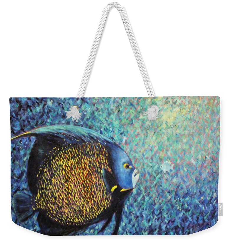 Sea Weekender Tote Bag featuring the painting 9 am Meeting by Daniel W Green