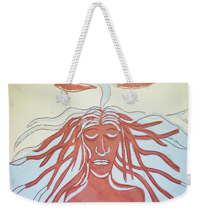 Jesus Weekender Tote Bag featuring the painting Baptism of The Lord Jesus #9 by Gloria Ssali
