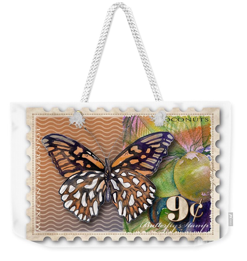 Mexican Weekender Tote Bag featuring the painting 9 Cent Butterfly Stamp by Amy Kirkpatrick
