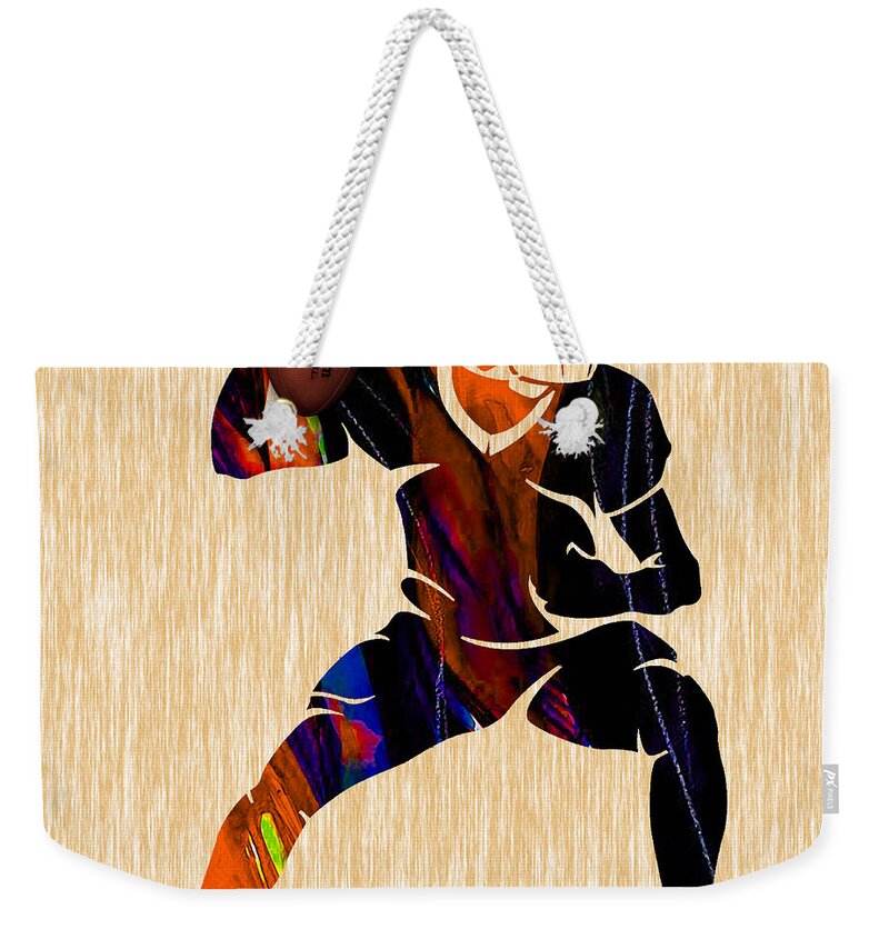 Football Weekender Tote Bag featuring the mixed media Football #9 by Marvin Blaine