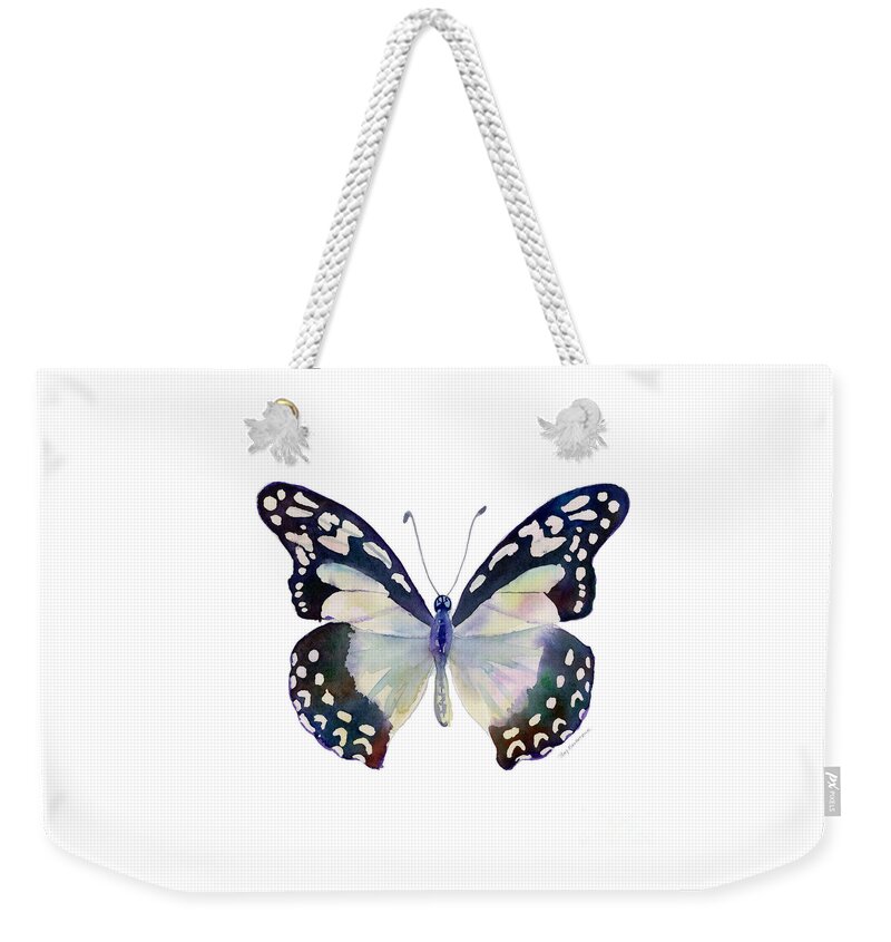 Angola White Lady Butterfly Weekender Tote Bag featuring the painting 90 Angola White Lady Butterfly by Amy Kirkpatrick