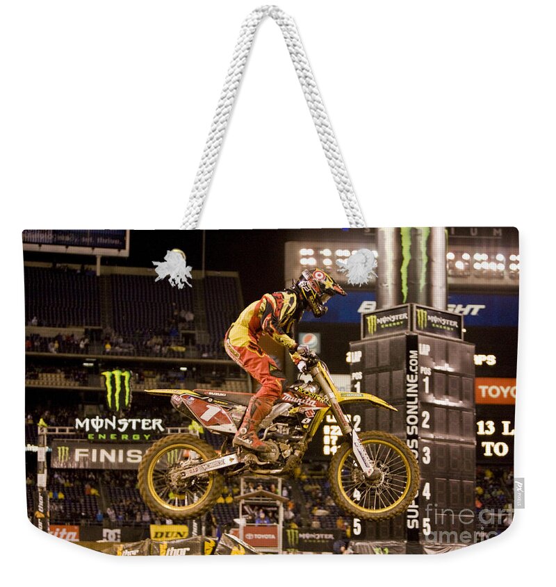 Ama Supercross Weekender Tote Bag featuring the photograph 9272 by Daniel Knighton