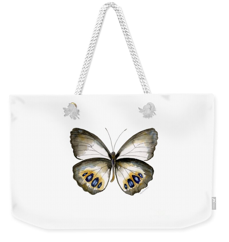 Palmfly Butterfly Weekender Tote Bag featuring the painting 95 Palmfly Butterfly by Amy Kirkpatrick