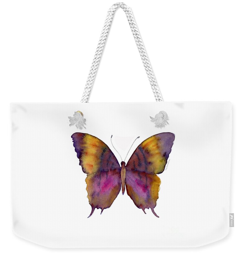 Marcella Daggerwing Butterfly Weekender Tote Bag featuring the painting 99 Marcella Daggerwing Butterfly by Amy Kirkpatrick
