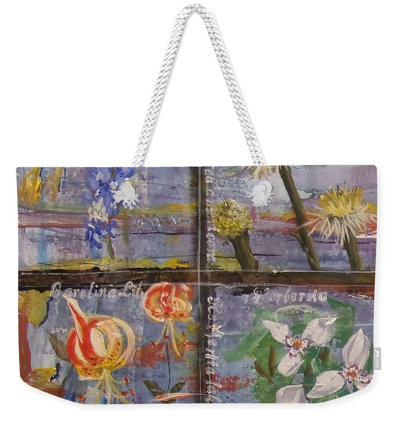 Series Weekender Tote Bag featuring the painting Texas Wildflowers Tp N by Michael Dillon