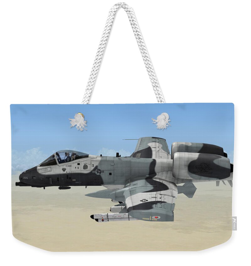 Thunderbolt Weekender Tote Bag featuring the digital art A-10 Thunderbolt II by Walter Colvin