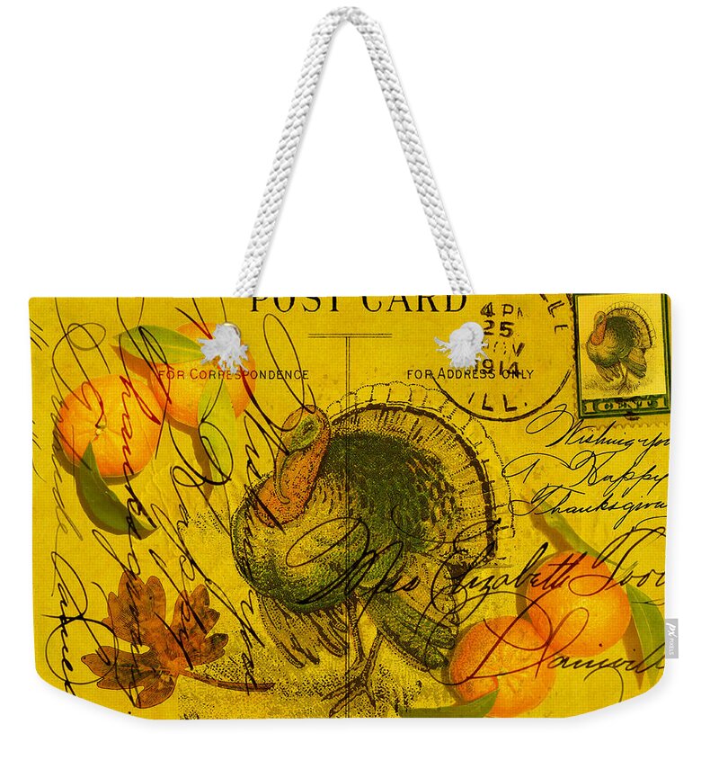 Bountiful Weekender Tote Bag featuring the digital art A Bountiful Thanksgiving by Sarah Vernon